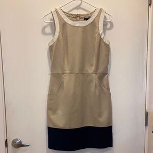 Tommy Hilfiger Beige and Navy Blue Shift Dress with pockets